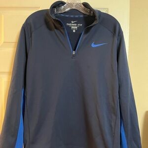 NWOT NIKE Men's Blue Therma-Fit 1/4 Zip with Embroidered Nike Emblem